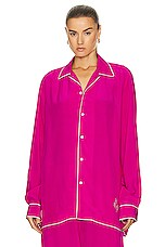 BODE Shadow Jasmine Long Sleeve Shirt in Fuchsia, view 1, click to view large image.