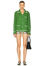 BODE Top Sheet Long Sleeve Shirt in Green, view 4, click to view large image.