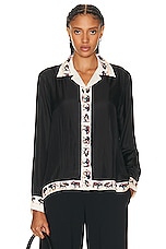 BODE Taureau Long Sleeve Shirt in Black, view 1, click to view large image.