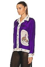 BODE Round Up Long Sleeve Shirt in Violet, view 3, click to view large image.