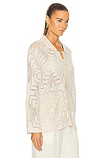 BODE Overdye Crochet Shirt in Cream, view 2, click to view large image.