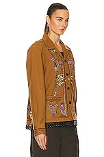 BODE Autumn Royal Fringed Long Sleeve Shirt in Brown Multi, view 3, click to view large image.