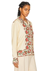 BODE Winter Bouquet Long Sleeve Shirt in Ecru Multi, view 2, click to view large image.