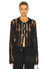 BODE Crochet Fringe Shirt in Black, view 1, click to view large image.