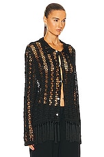 BODE Crochet Fringe Shirt in Black, view 2, click to view large image.