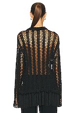 BODE Crochet Fringe Shirt in Black, view 3, click to view large image.