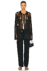 BODE Crochet Fringe Shirt in Black, view 4, click to view large image.
