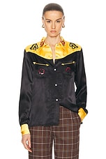 BODE Sequin Rodeo Shirt in Gold & Black, view 1, click to view large image.