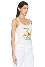 BODE Embroidered Heron Tank in Cream, view 2, click to view large image.