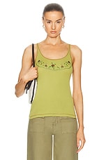 BODE Beaded Bahlia Tank in Green, view 1, click to view large image.