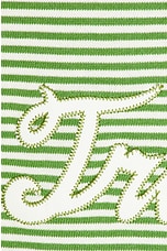 BODE Truro Stripe Cropped Tee in Green & Cream, view 5, click to view large image.