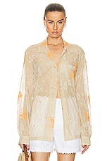 BODE Mesh Lillium Long Sleeve Shirt in Tan, view 1, click to view large image.