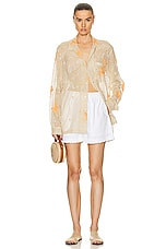 BODE Mesh Lillium Long Sleeve Shirt in Tan, view 4, click to view large image.