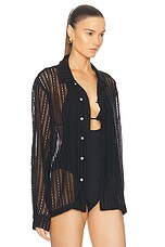 BODE Meandering Lace Long Sleeve Shirt in Black, view 2, click to view large image.