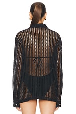 BODE Meandering Lace Long Sleeve Shirt in Black, view 3, click to view large image.