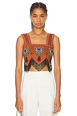 BODE Athalia Fringe Top in Maroon Multi, view 1, click to view large image.