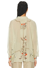 BODE Embroidered Flower Study Shirt in Ecru Multi, view 3, click to view large image.