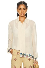 BODE Flowering Liana Long Sleeve Shirt in Cream Multi, view 1, click to view large image.