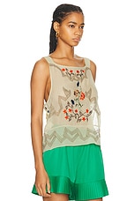 BODE Embroidered Flower Study Top in Cream Multi, view 2, click to view large image.