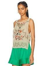 BODE Embroidered Flower Study Top in Cream Multi, view 3, click to view large image.