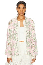 BODE Peony Lace Long Sleeve Shirt in Pink Multi, view 1, click to view large image.