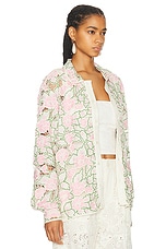 BODE Peony Lace Long Sleeve Shirt in Pink Multi, view 2, click to view large image.