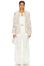 BODE Peony Lace Long Sleeve Shirt in Pink Multi, view 4, click to view large image.