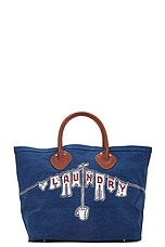 BODE Clothesline Tote Bag in Blue Multi, view 3, click to view large image.