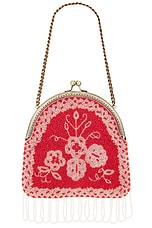 BODE Amrita Beaded Bag in Red Cream, view 1, click to view large image.