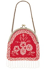 BODE Amrita Beaded Bag in Red Cream, view 3, click to view large image.