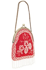 BODE Amrita Beaded Bag in Red Cream, view 4, click to view large image.