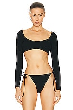 Bond Eye Sera Crop Bikini Top in Black, view 1, click to view large image.
