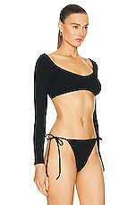 Bond Eye Sera Crop Bikini Top in Black, view 2, click to view large image.