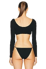 Bond Eye Sera Crop Bikini Top in Black, view 3, click to view large image.