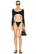Bond Eye Sera Crop Bikini Top in Black, view 4, click to view large image.