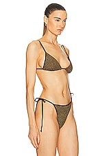 Bond Eye Luana Triangle Bikini Top in Cocoa Lurex, view 2, click to view large image.