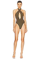 Bond Eye Tatiana One Piece Swimsuit in Cocoa Lurex, view 1, click to view large image.
