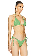 Bond Eye Ring Ingrid Triangle Bikini Top in Matcha Palm, view 2, click to view large image.