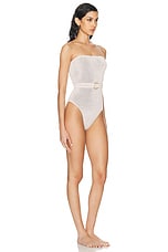 Bond Eye By Georgia Fowler Belt Fane One Piece Swimsuit in White Lurex, view 2, click to view large image.