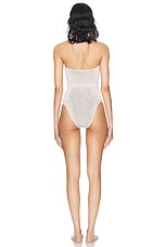 Bond Eye By Georgia Fowler Belt Fane One Piece Swimsuit in White Lurex, view 3, click to view large image.
