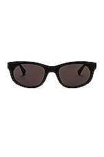 Bottega Veneta BV1145S Sunglasses in Shiny Black & Solid Grey, view 1, click to view large image.