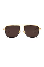Bottega Veneta BV1149S Sunglasses in Shiney Gold & Solid Grey, view 1, click to view large image.