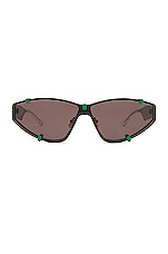 Bottega Veneta BV1165S Sunglasses in Varnished Green & Solid Black, view 1, click to view large image.