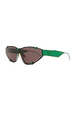Bottega Veneta BV1165S Sunglasses in Varnished Green & Solid Black, view 2, click to view large image.
