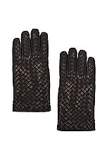Bottega Veneta Intreccio Gloves in Black, view 1, click to view large image.