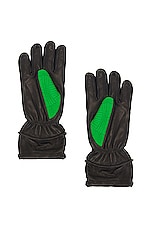 Bottega Veneta Ntreccio Gloves in Parakeet & Black, view 2, click to view large image.