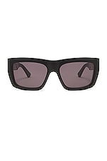 Bottega Veneta New Triangle Acetate Sunglasses in Shiny Black, view 1, click to view large image.