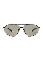 Bottega Veneta Full Metal Sunglasses in Shiny Dark Ruthenium, view 1, click to view large image.