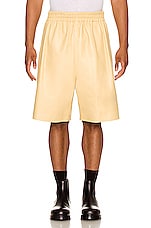 Bottega Veneta Smooth Nappa Shorts in Butter, view 4, click to view large image.