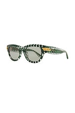 Bottega Veneta Bold Ribbon Sunglasses in Green, view 2, click to view large image.